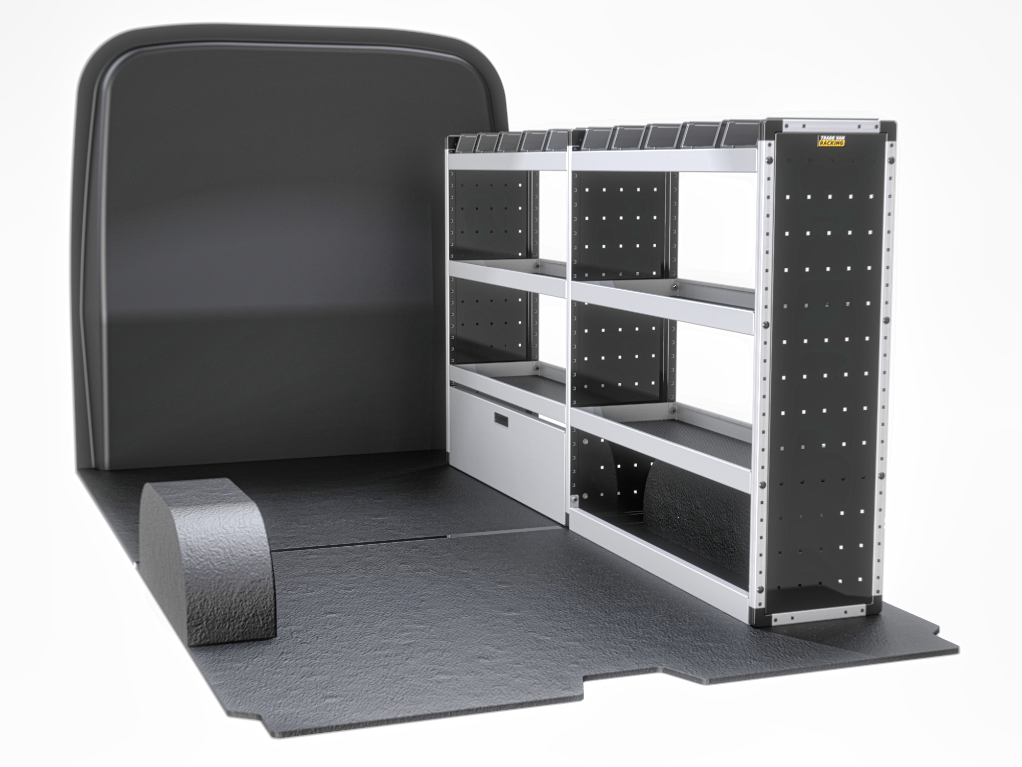 Trade Van Racking - Volkswagen Crafter 2017 On MWB Low Roof (L3H2) - Silver - Drivers Side - TVR-S-005-OS