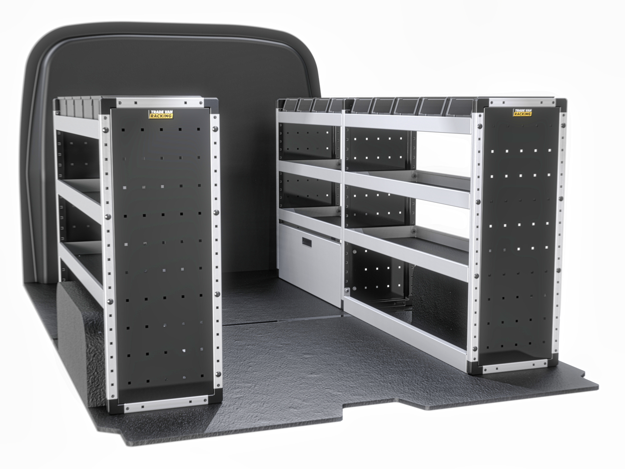 Trade Van Racking - Ford Transit Custom 2023 On LWB Low Roof (L2H1) - Silver - Full Kit - TVR-S-016