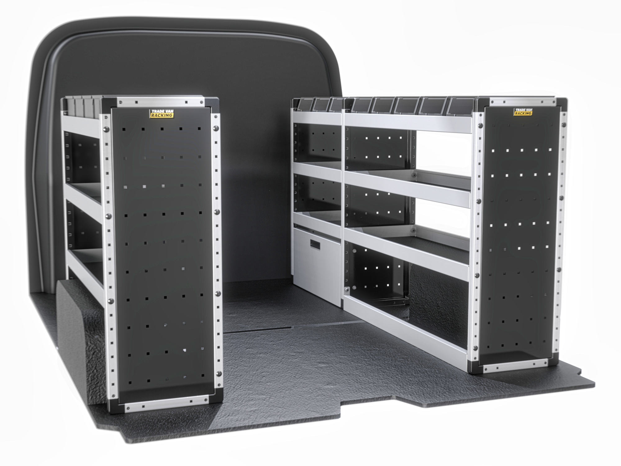 Trade Van Racking - Volkswagen Transporter T6 2015 On SWB (L1) - Silver - Full Kit - TVR-S-017