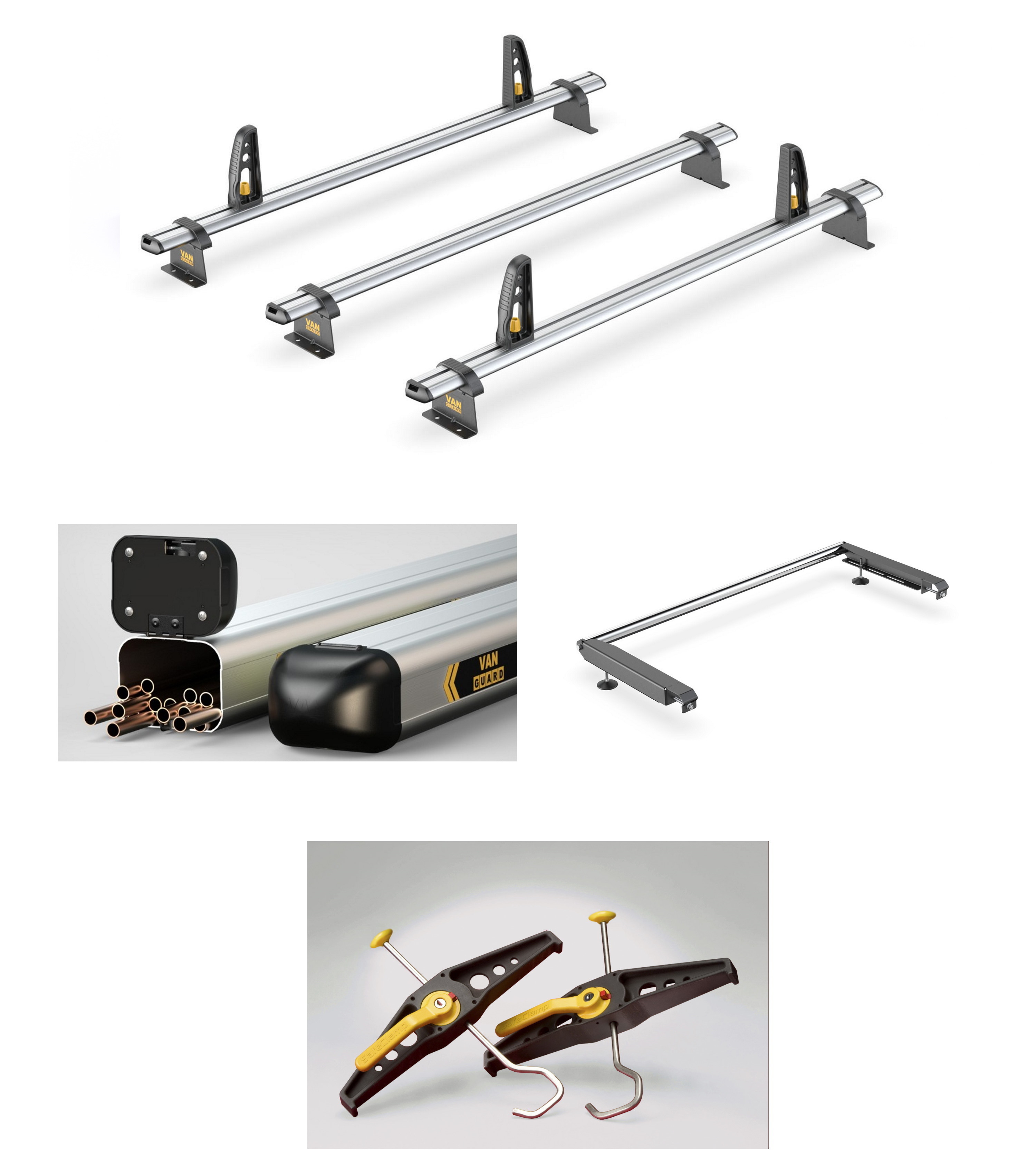 VW Transporter T6 2015 Onwards Swb L1 and Lwb L2 - 3 Bar Ulti Bar+ Aluminium Special Offer Bundle Package - VG263-3